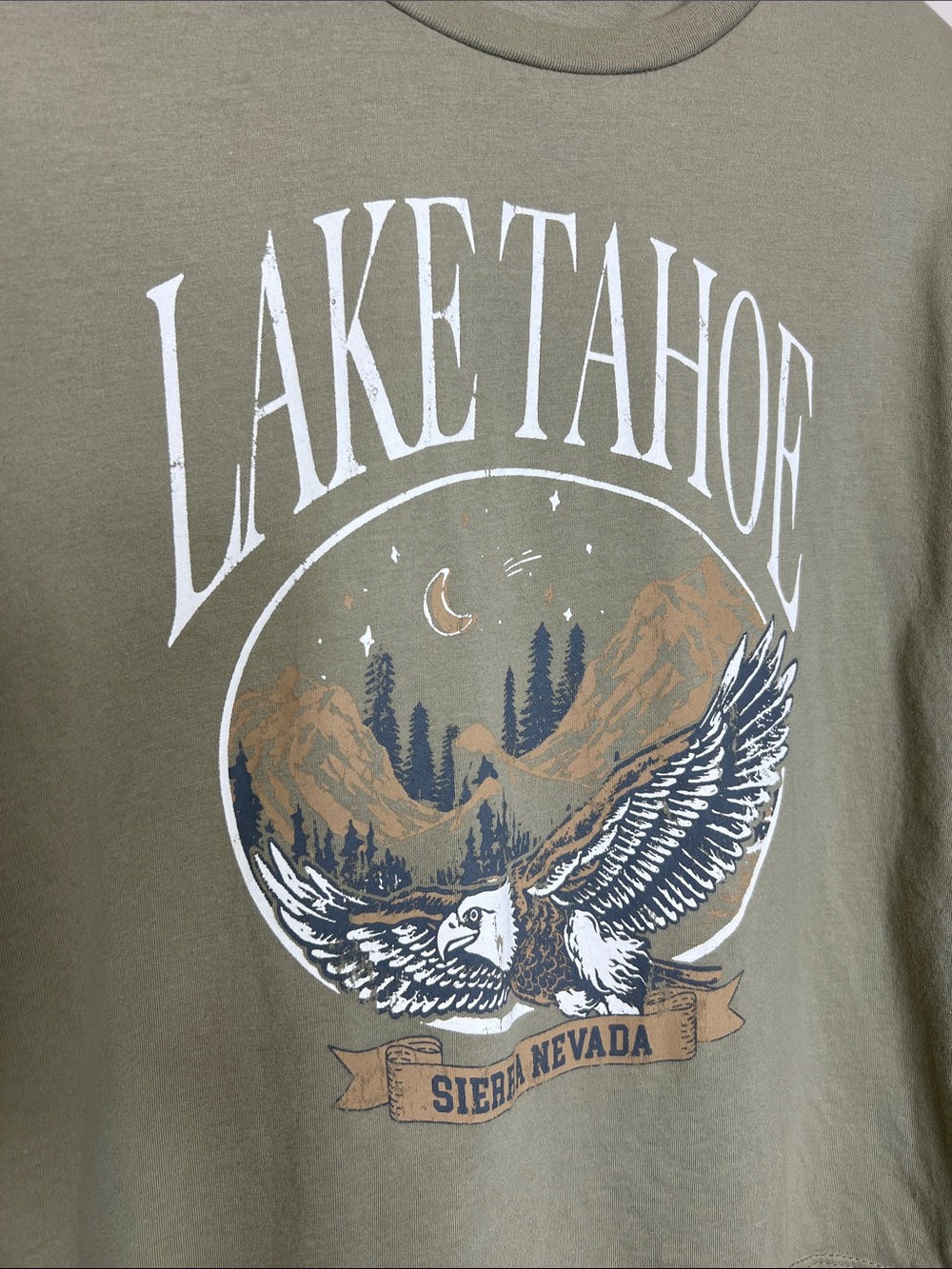 Lake Tahoe Soaring Eagle Sierra Nevada 100% Cotton Crop Top Tee size Large - Picture 5 of 8